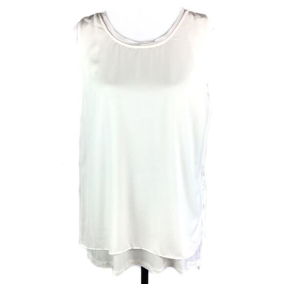 Jones New York Blouse Ivory Cream Layered Side Tie Sleeveless Medium - Picture 1 of 7